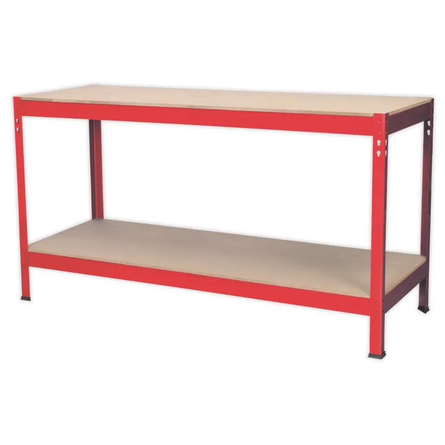 Metal workbench outlet with wood top