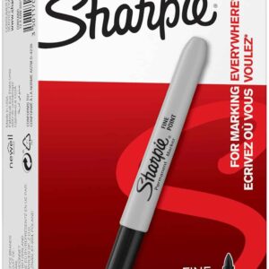Sharpie Permanent Marker Pen Fine Black (12)