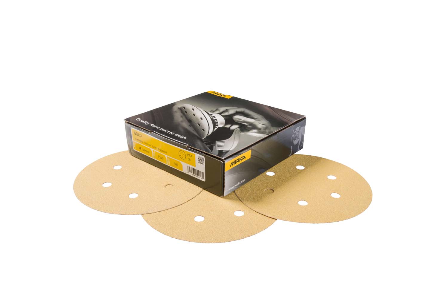 Mirka Gold Self-Adhesive 150mm 6-Hole Discs